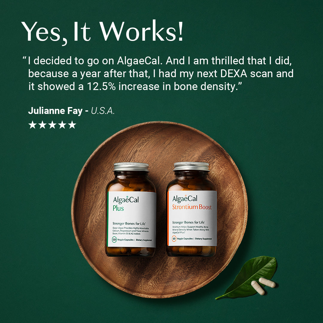 AlgaeCal Plus and Strontium Boost bottles